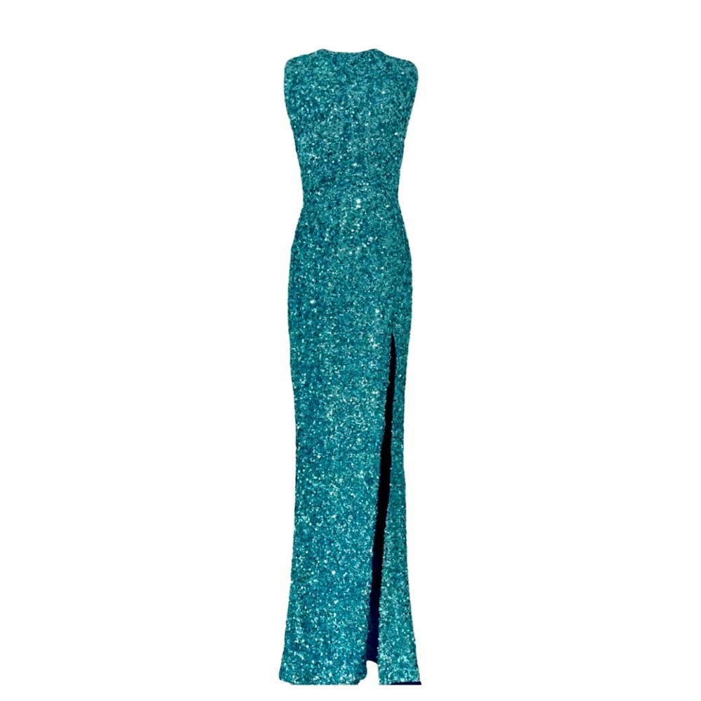 Bronx and Banco teal sequin gown